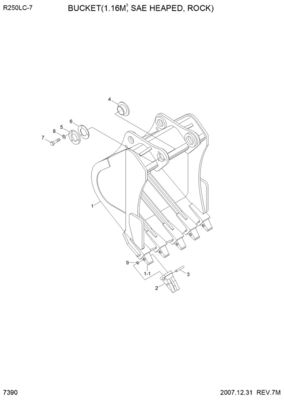 Excavator Parts Bucket Tooth 61NA-31310 61NA-31310BG For R250LC7 R290LC7A R360LC9