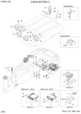 Excavator Parts Start Key Assy 21Q4-00070 for R180LC9S  R210LC9